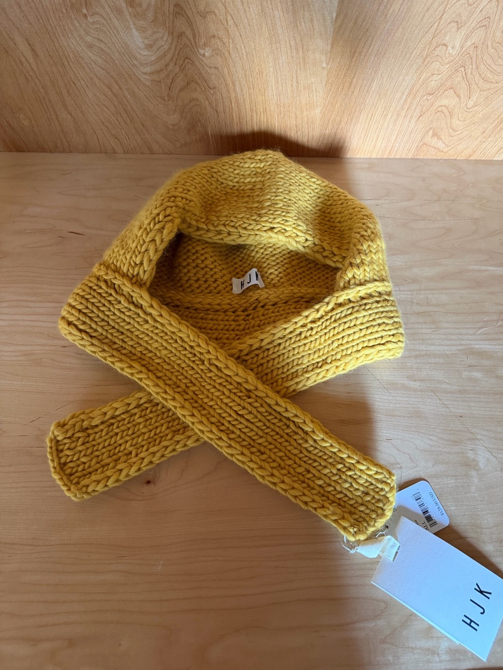 Wool Yellow Knit Scarf-Hood Combo